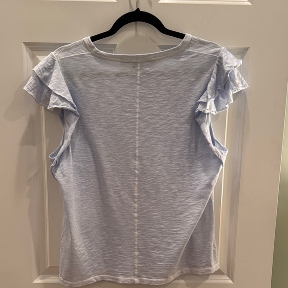 Veronica Beard Sky Blue Flutter Sleeve Tee - Picture 3 of 4